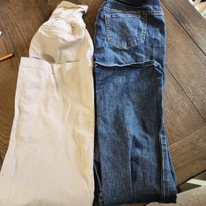 1 Pair Blue Jeans & 1 Pair Khaki Pants Size Small Inseam: 32"